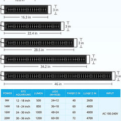 NICREW 18” - 24” AquaLux 24/7 LED Aquarium Light