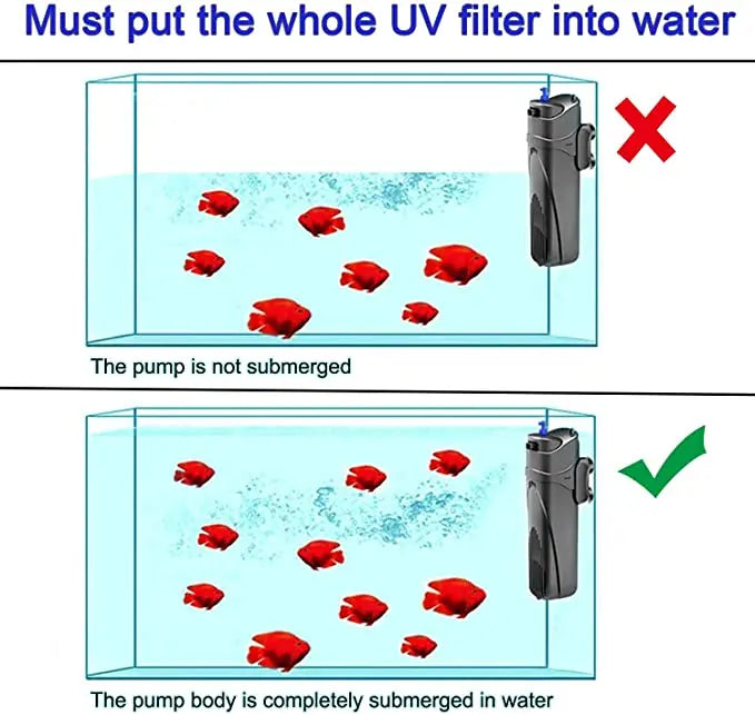 Sunsun 5 Watt Aquarium UV Filter Water Algae Clear Submersible Filteration Machine JUP 02 Set + 2 Replace Filters + 1 Spare Bulb